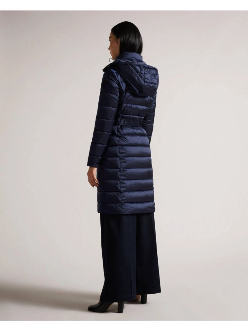 Ted Baker Aliciee Quilted Navy Belted Coat - Size 0/2 US - New with Tags - Picture 4 of 13